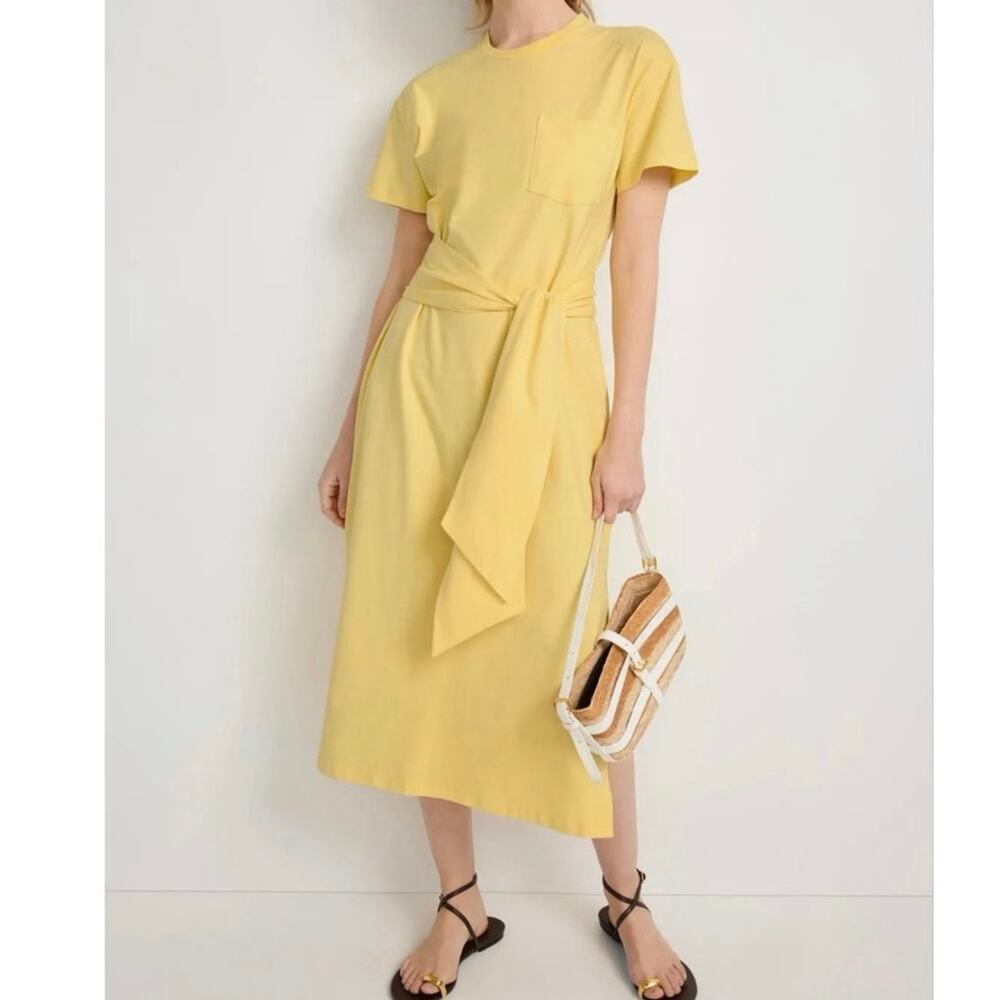 SIMKHAI Sara yellow tie waist T-Shirt Dress Large